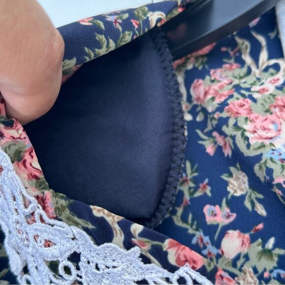 Vintage Randy Pantel Victorian Flower Print Button Front Shirt, Lace, Size 6 - Picture 7 of 11